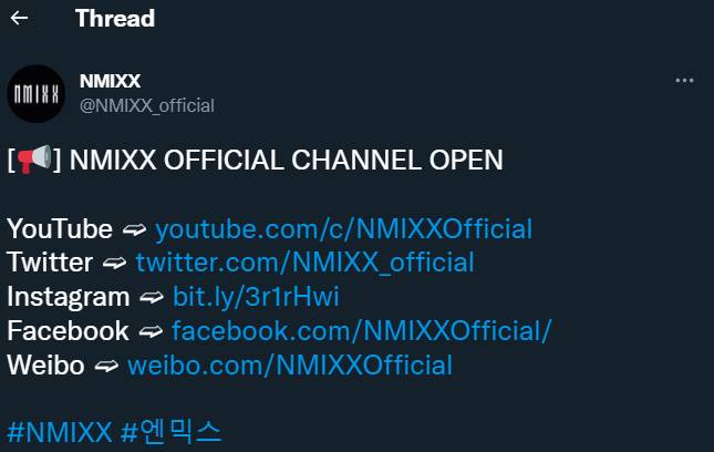 Akun media sosial resmi NMIXX