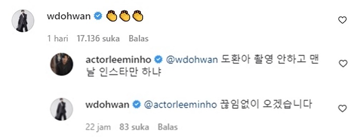 Interaksi Lee Min Ho dan Woo Do Hwan di Instagram