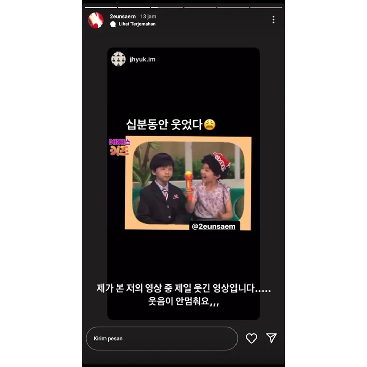 Park Eun Saem membalas penggemar yang membagikan video bersama Jisung NCT
