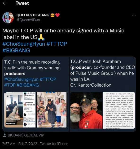 T.O.P BIGBANG diduga promosi di Amerika Serikat