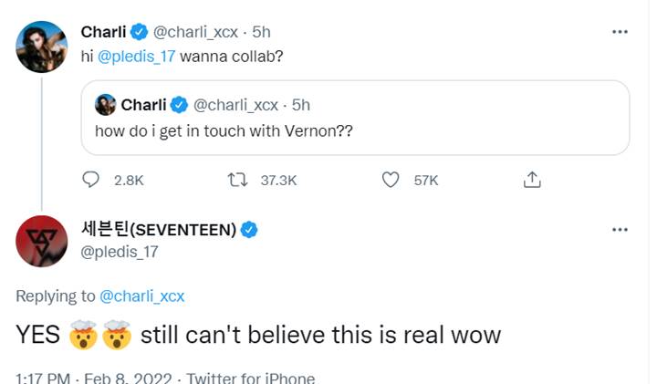 Vernon SEVENTEEN \'Dicolek\' Charli XCX Ajak Kolaborasi via Cuitan Twitter