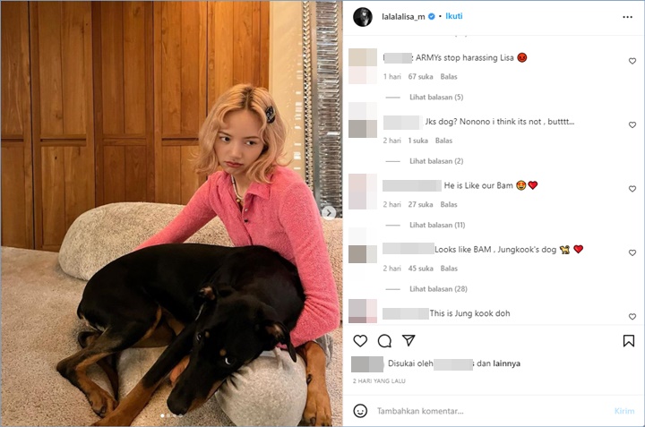 Lisa BLACKPINK membagikan momen dengan anjing peliharaannya