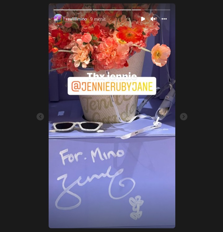Song Mino WINNER mengucapkan terima kasih ke Jennie BLACKPINK atas hadiah yang dikirimkan