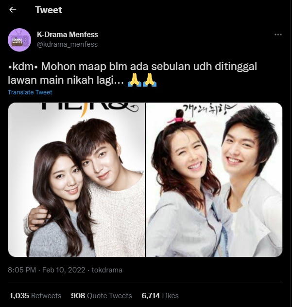 Lee Min Ho disorot usai pengumuman pernikahan Son Ye Jin dan Hyun Bin