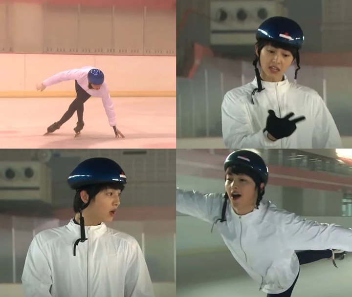 Song Joong Ki menunjukkan kemampuan bermain skate